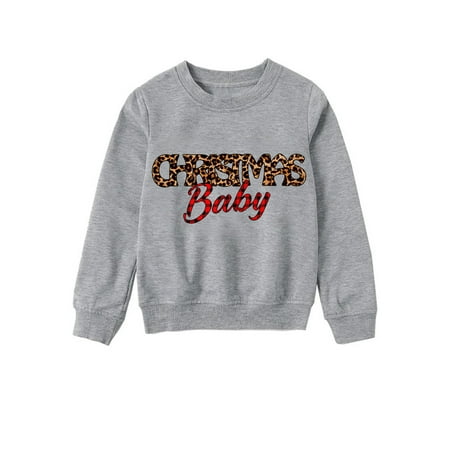 

ERTUTUYI Kid s Casual Printed Long-sleeved Round-neck Sweatshirt Gray L