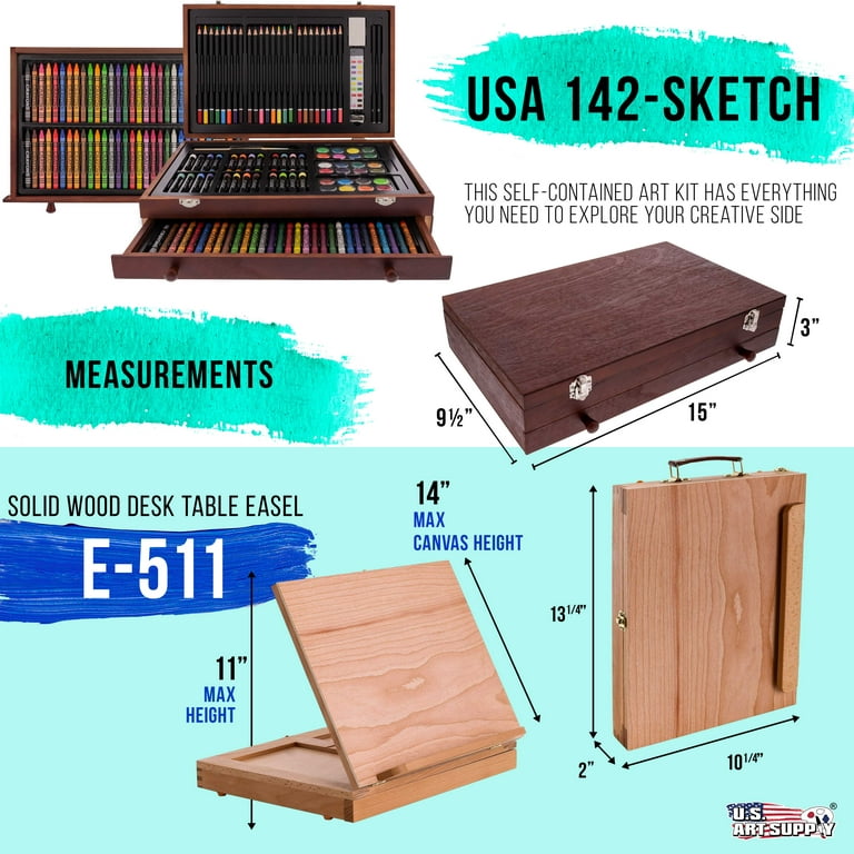 US Art Supply 82 Piece Deluxe Artist Studio Creative Wood Box Set
