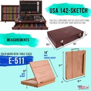 U.S. Art Supply 163-Piece Mega Deluxe Art Painting, Drawing Set in Wood Box, Desk Easel - Artist Paint Pad, 2 Sketch Pads, 24 Watercolor Paint Colors, 24 Oil Pastels, 24 Colored Pencils, 60 Crayons