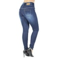 thumbnail image 5 of Fashion2Love Women's Juniors Butt Lift Push Up Mid Waist Ripped Distressed Skinny Jeans, 5 of 9