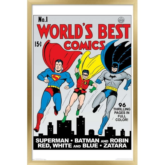 DC Comics - Batman And Robin - Worlds Best Comics - Cover 1 Wall Poster, 22.375" x 34", Framed