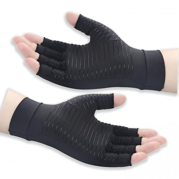 XIRQI Copper-infused, Anti-Swelling, Carpal Tunnel Friendly, Typing Support & Joint Comfort - Medium Size Women's & Men's Hand Relief Gloves