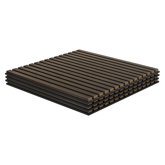 Wood Wall Panels 24x24, 4 Pack Acoustic Panels - Sound Absorbing Slat Wall Decor for Home Office, Brown