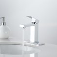 thumbnail image 2 of Wowow Single Handle Single Hole Bathroom Faucet with Supply Line and Deckplate in Polished Chrome, 2 of 9