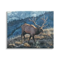 Stupell Industries Cross Country Elk Mountain View Animals & Insects Painting Gallery Wrapped Canvas Print Wall Art