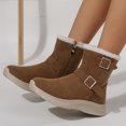 thumbnail image 4 of HEWUQI Winter Snow Boots for Women Warm Plush Lined Slip on Insulated Side Zipper Walking Casual Flat Shoes in Cold Weather Brown Size 9.5, 4 of 6