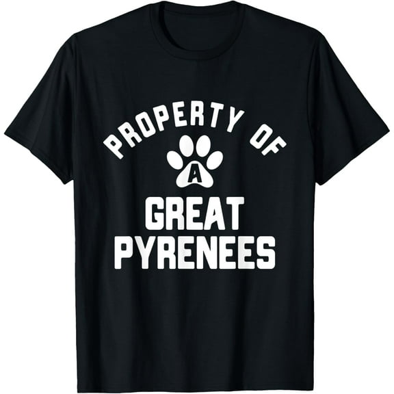 Property Of A Great Pyrenees - Pyrenean Dog T-ShirtMen and women, White Black T-shirt, size: Extra large S-1713XL