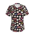 thumbnail image 2 of Uemuo Rainbow Flowers Printed Women's Classic V-Neck T-Shirt - Soft, Breathable, Moisture-Wicking, Perfect for Casual, Office, Travel, and Everyday Wear-XX-Large, 2 of 5