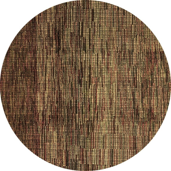 Ahgly Company Indoor Round Abstract Brown Modern Area Rugs, 8' Round
