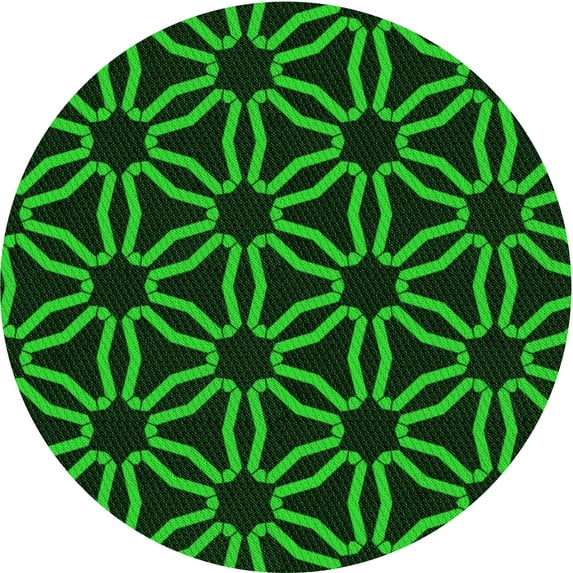 Ahgly Company Machine Washable Indoor Round Transitional Night Black Area Rugs, 4' Round