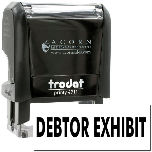 Self-Inking Debtor Exhibit Stamp, Trodat Printy 4911, Press and Print Stamping, Impression Size 5/8" x 1-1/2", Up to 10,000 Impressions - Black Ink