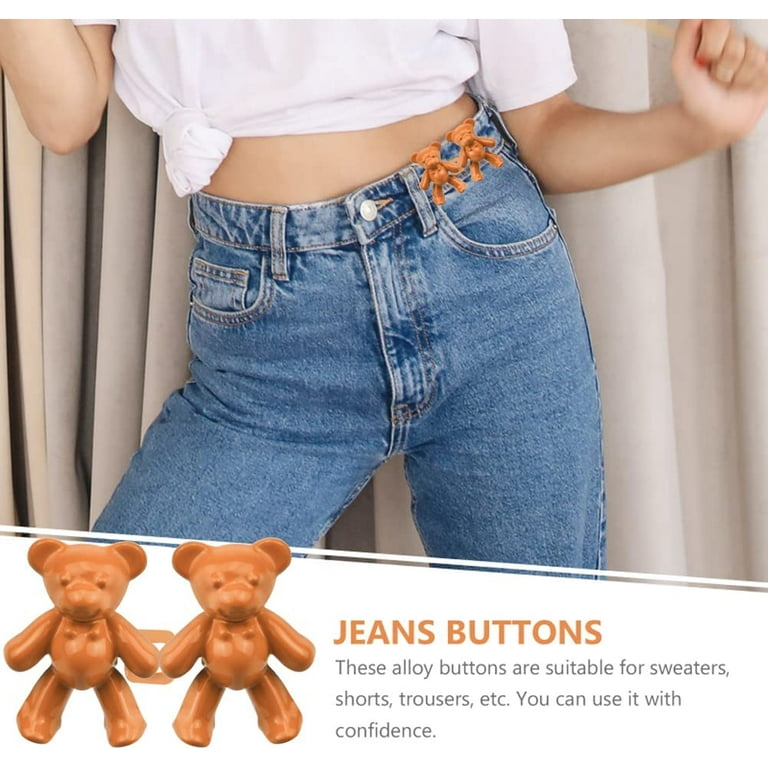 Cute Bear No-sew Waist Button, 8 Pairs Bear Jean Button Pins Instant Pant  Waist Tightener Adjustable Waist Button