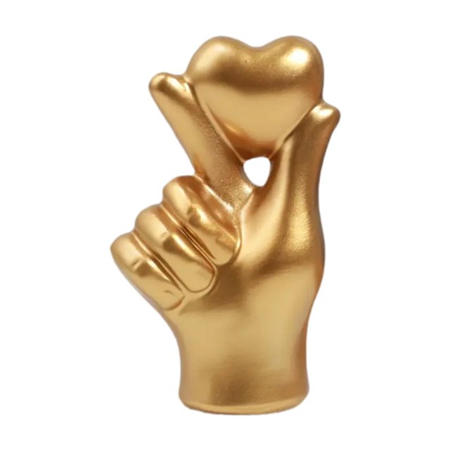 Amo a la estatua de gesto de mano de la mano de la mano del día de San Valentín versátil para de televisión adorno de escritorio Dorado