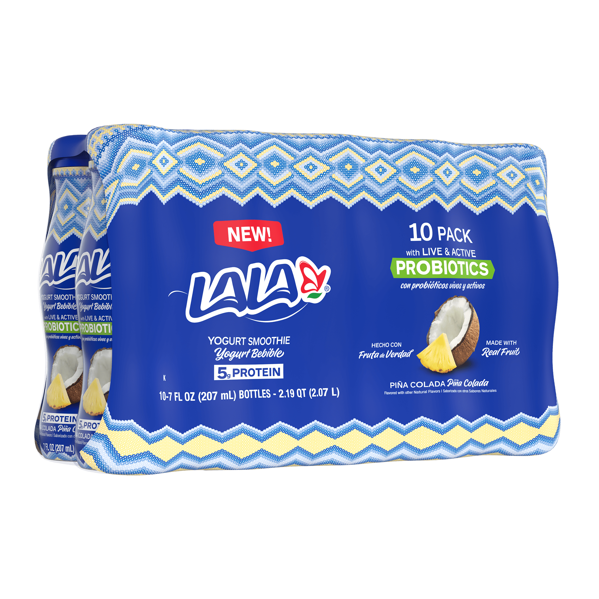 LALA Probiotic Yogurt Smoothie Drink 7oz Bottle, Pina Colada (10 Pack