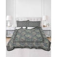 thumbnail image 2 of Quilts Queen Size Bedding Set, Blue Boho Reversible Summer Quilt 3 Pieces, Vintage Ethnic Tribe Abstract Art Floral Lightweight Bedspreads Coverlets with 2 Pillow Shams for All Seasons, 2 of 5