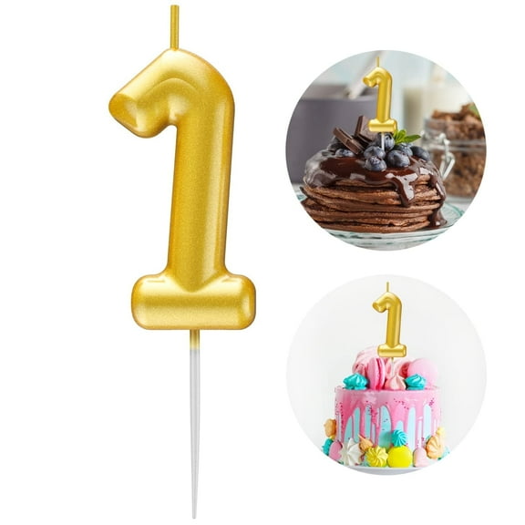 Yellow number 1 candle, 1 birthday candle, Birthday Number Candles are suitable for weddings, anniversaries and birthday celebrations of digital candle cake topper decoration supplies.
