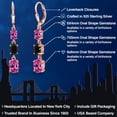 thumbnail image 2 of Gem Stone King 18K Rose Gold Plated Silver Pink Created Sapphire 3 Stone Dangle Earrings for Women (5.70 Cttw, Gemstone September Birthstone, Oval 8X6MM, 7X5MM and 6X4MM), 2 of 6