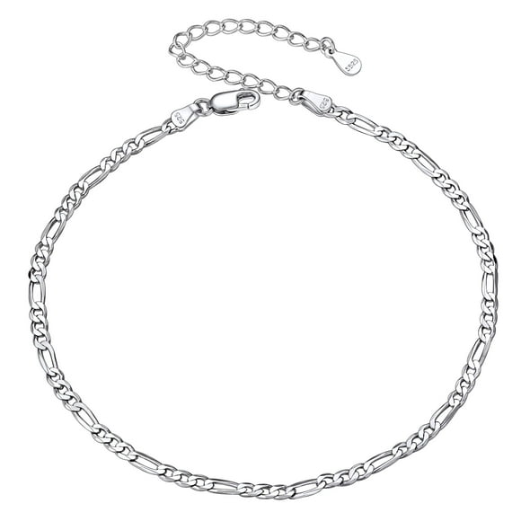 Tobillera de Plata Esterlina Silvora Cadena Fígaro Pulsera de Pie Joyería de Playa para Mujer