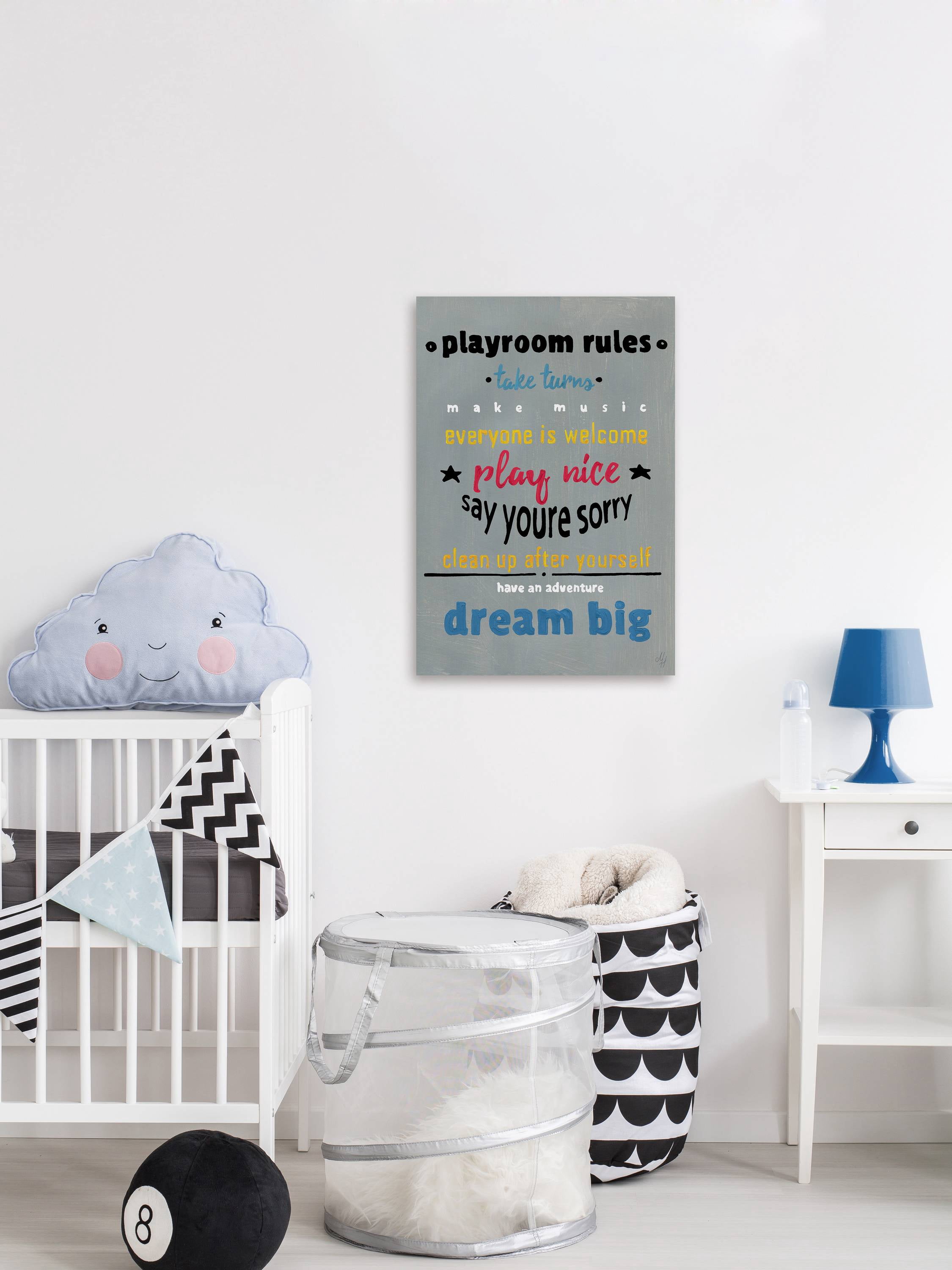 Marmont Hill Gray Playroom Rules Canvas Wall Art
