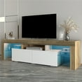 thumbnail image 2 of TV Stand up to 55 Inch, SEGMART TV Console Cabinet with LED Lights, High Gloss TV Console Table with 2 Drawers, Home Media Entertainment Center for Living Room, Gray Walnut+White, LLL2573, 2 of 10