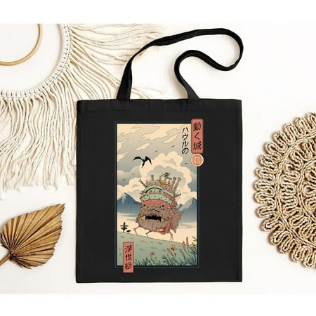 vintage Howl s Moving Castle Ukiyo-e Bag  Howl Tote Bag  Studio Ghibli Bag  Hayao Miyazaki  Studio Ghibli Gift Anime Howls Moving Castle Bag-TH41637