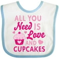 thumbnail image 3 of Inktastic Valentines Day All You Need is Love and Cupcakes Boys or Girls Baby Bib, 3 of 4