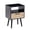 Black, variant on GZXS Modern Farmhouse Rattan Bedside Table with USB & AC Outlets, 2-Tier Nightstand with Drawer and Open Shelf, Compact End Table with Charging Station for Bedroom, Living Room, White