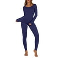 thumbnail image 2 of Stamzod Fall Winter Pajamas for Women 2 Piece Long Sleeve Crewneck Pullover Shirts and Pajama Pants Sleepwear Warm Soft Pajama Set for Women Blue B L, 2 of 8