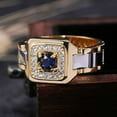 thumbnail image 4 of Luxury Men Faux Sapphire Inlaid Finger Ring Wedding Jewelry Valentines Day Gift, 4 of 6
