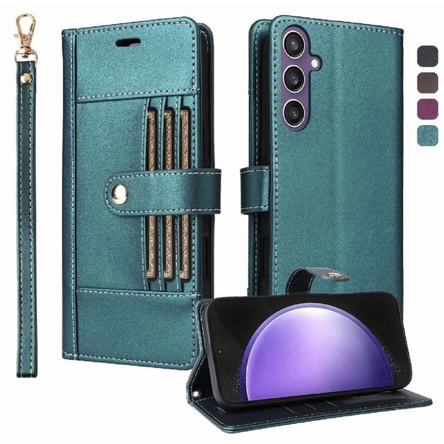 FOXDOCK Funda tipo Cartera para Samsung Galaxy S25 FE – Cubierta de Cuero PU con Múltiples Ranuras, Bolsillo para Efectivo y Correa de Muñeca