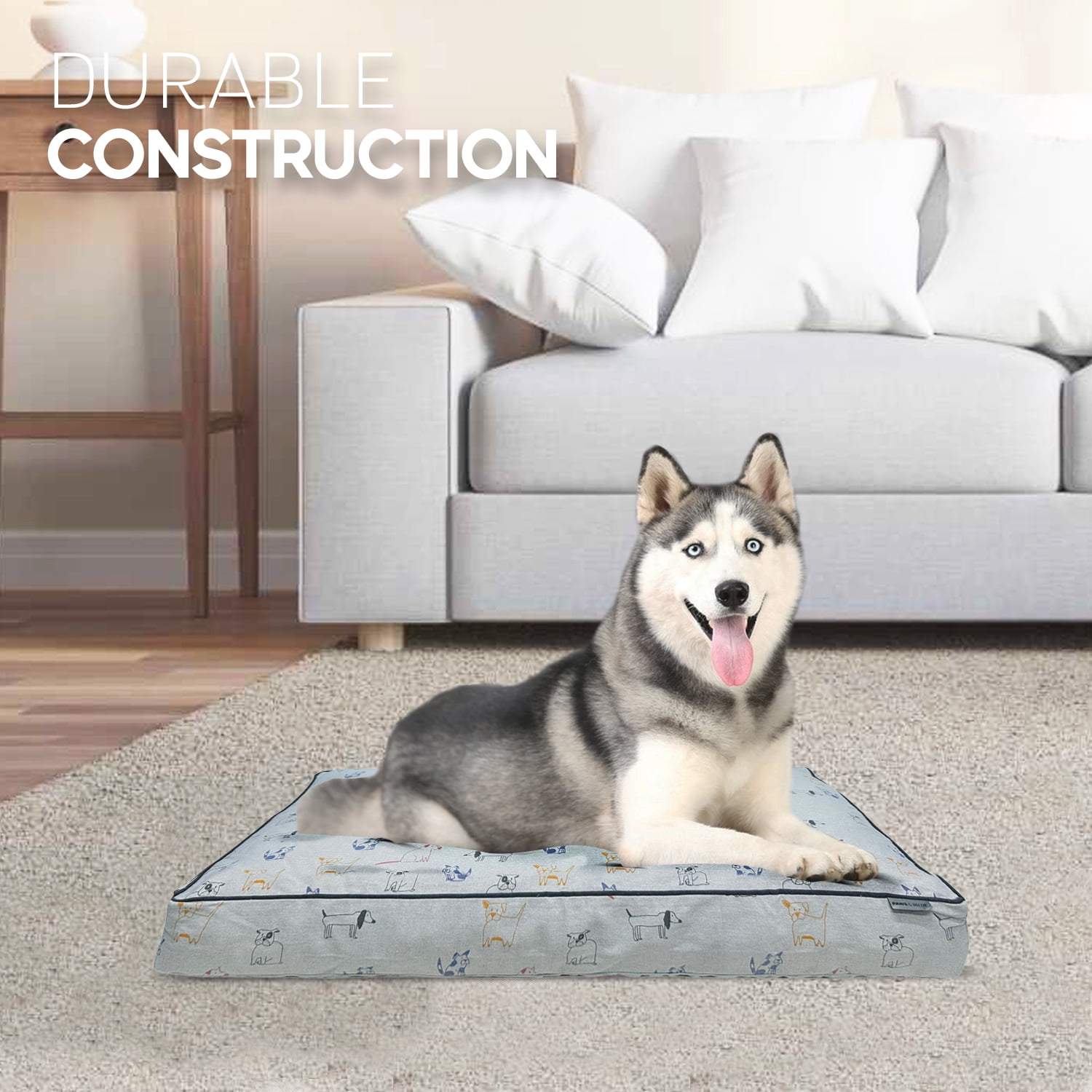 Paws and Décor Taupe Plaid Comfort Dog Bed, Elegant, Soft, and Durable Pet Bed for Dogs, High-Quality, Orthopedic Sleeping Pad with Fashionable Design