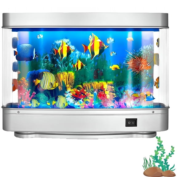 HIBIBUD Fish Lamp Decor Fake Fish Tank Mini Aquarium Artificial Fish Tank with Moving Fish Sensory Lamp Sensory Fish Tank