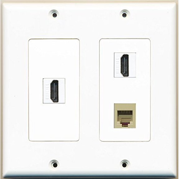 RiteAV - 2 Port HDMI 1 Port Phone RJ11 RJ12 Beige - 2 Gang Wall Plate