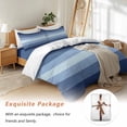 thumbnail image 7 of Navy Blue Bedding Duvet Cover Set Queen Size 4 Pieces Ombre Stripe Soft Twill Plush Quilt Cover, Include 1 Duvet Cover 1 Flat Sheet And 2 Pillow, 7 of 7