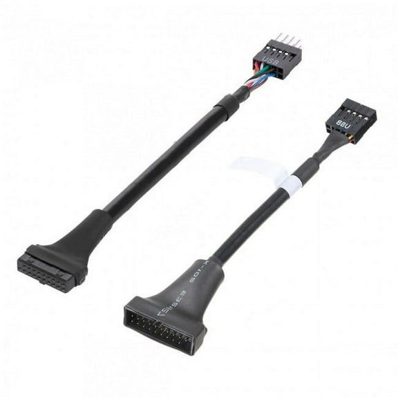JSER 2pcs USB 2.0 9Pin to USB 3.0 20pin Housing Header Female Cable Reversible for Motherboard
