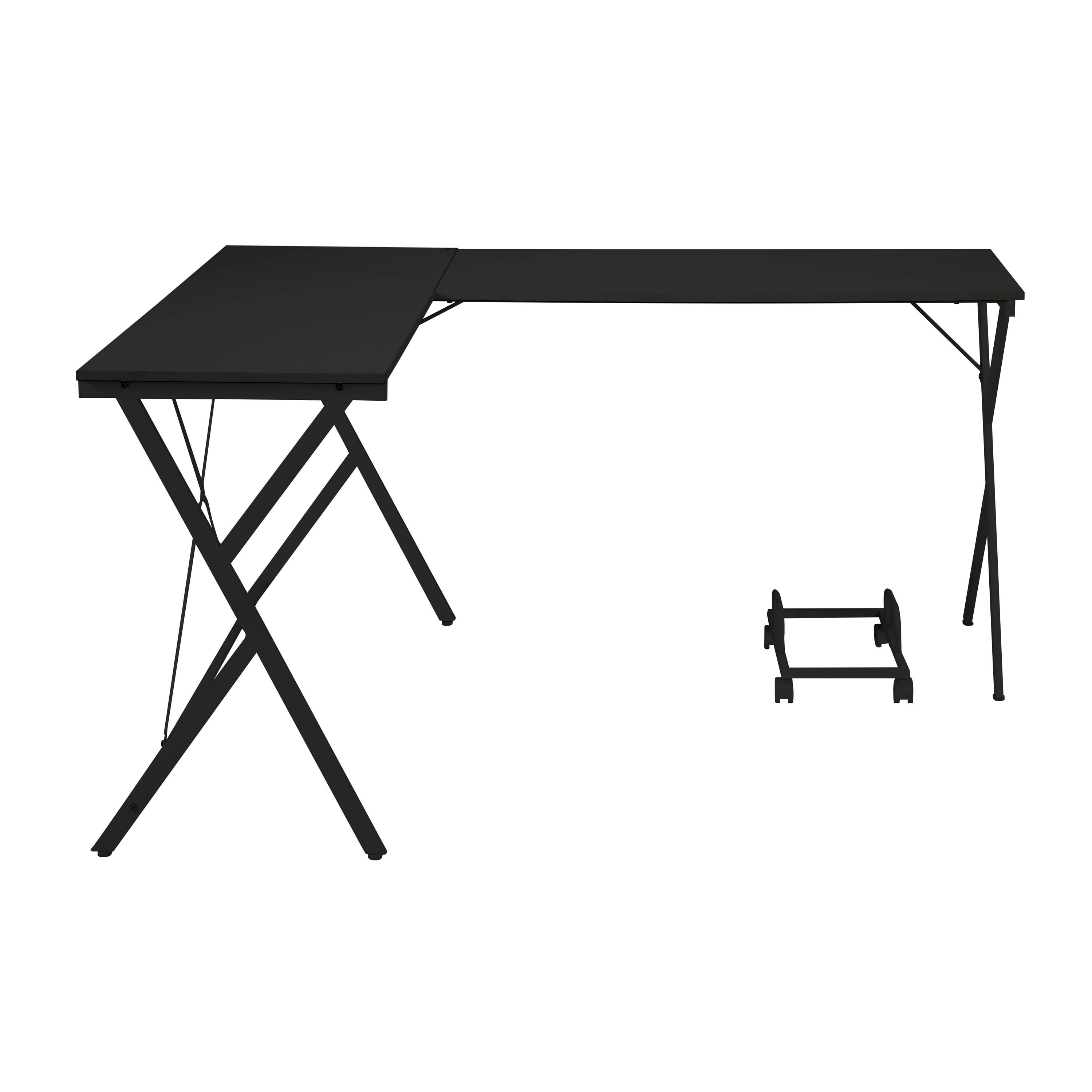 Astoutdoor Black L-shaped Computer Desk with CPU Holder