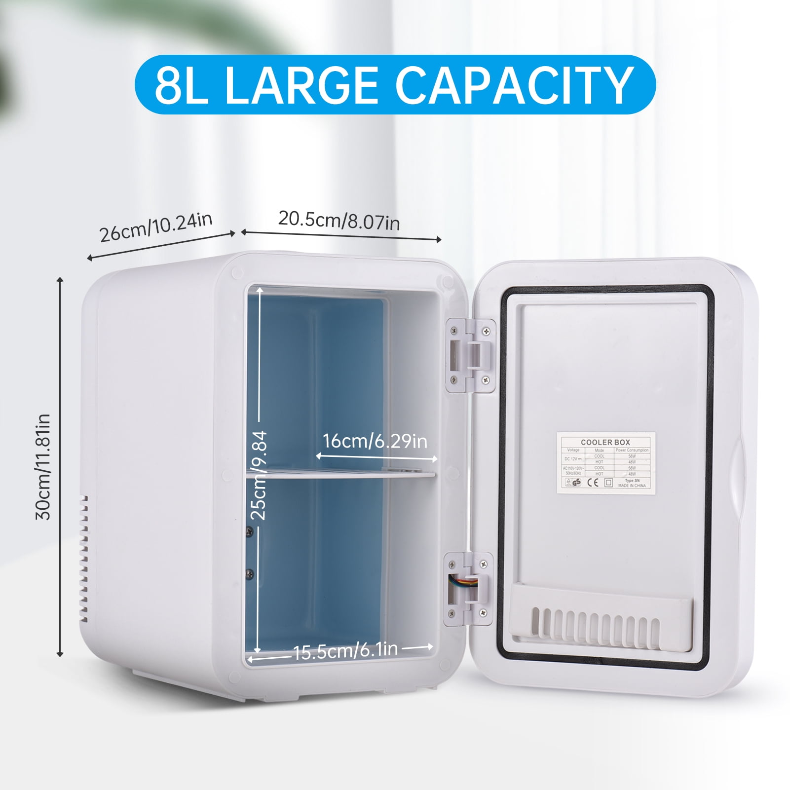 OWSOO  Refrigerator, 8L Capacity Portable Cooler and Warmer Fridge for Car/Bedroom/Office