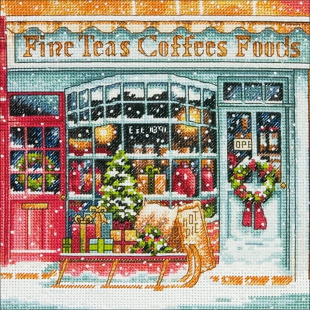 UPC: 0088677089733 | Dimensions/Gold Petite Counted Cross Stitch Kit 6 x6 -Coffee Shop (18 Count)