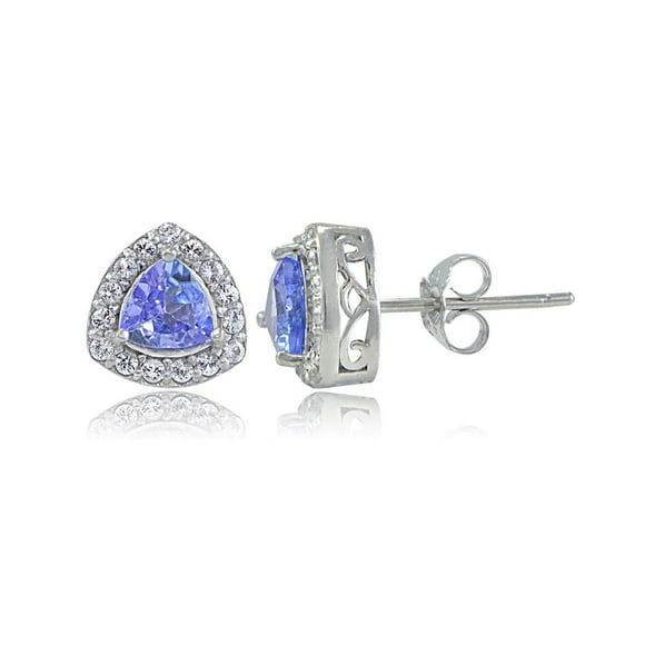 Sterling Silver Tanzanite & Topaz Trillion-Cut Stud Earrings - White