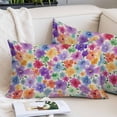 thumbnail image 2 of Colorful Flowers Throw Pillow Covers, Spring Farmhouse Watercolor Floral Beige Soft Breathable Pillow Cases with Invisible Zipper, Toddler Pillowcases for Couch Bed Sofa Chair 12x20 Inches, 2 of 9