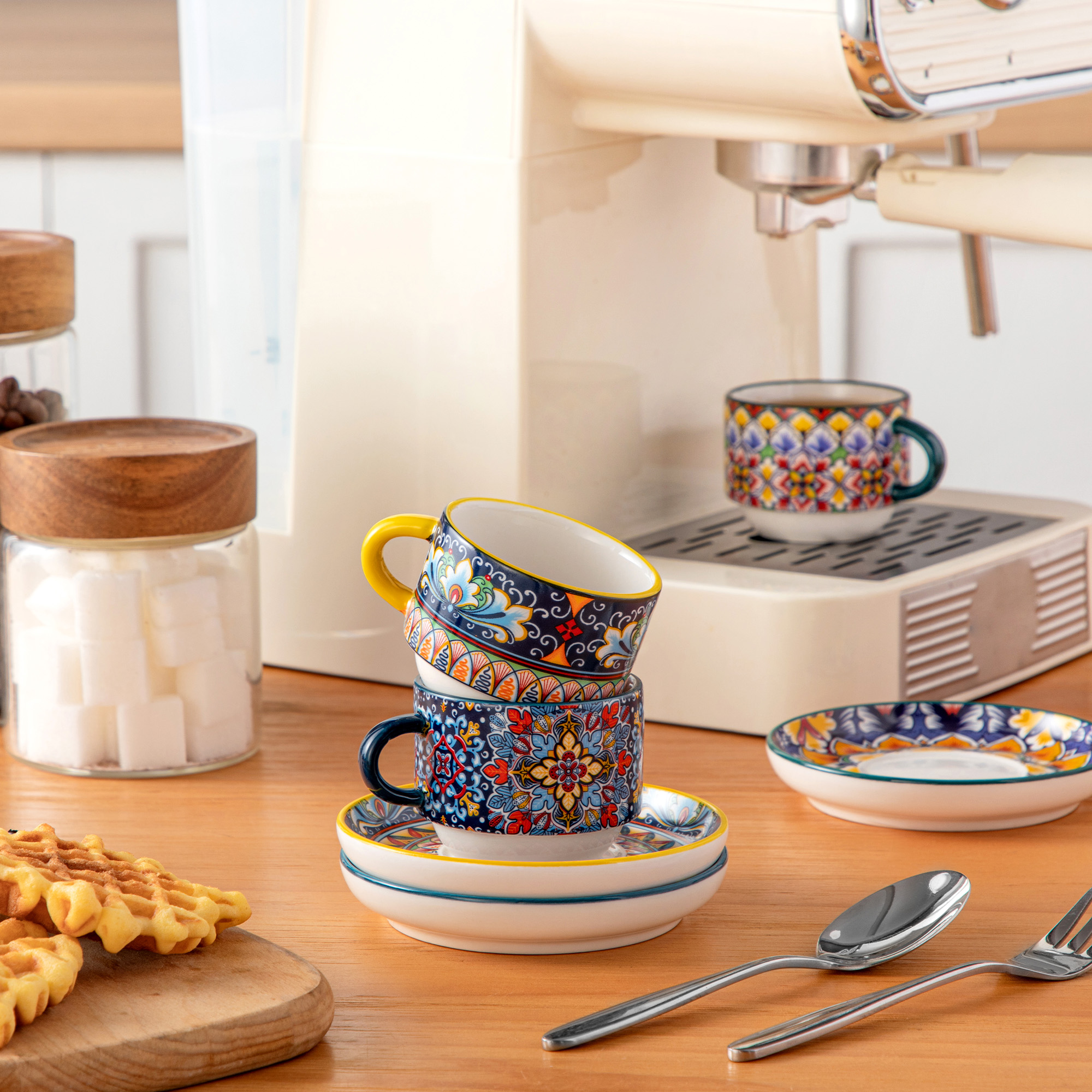 Malacasa 2.5oz Porcelain Espresso Cup Set of 6 with Metal Stand photo 6