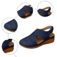thumbnail image 7 of Wedge Sandals for Women Closed Toe Hollow out Fashion Gladiator Summer Beach Orthopedic Shoes with Hook and Loop Blue Size 7.5, 7 of 7