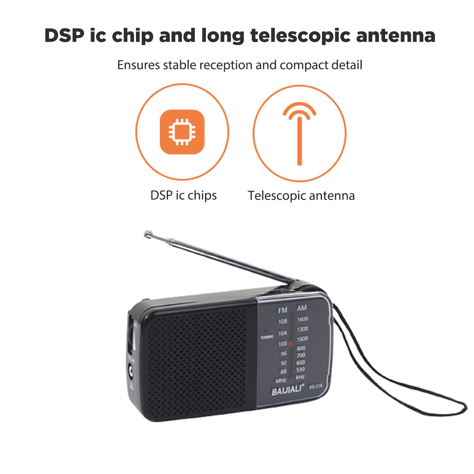 Mini AM/FM Radio Rechargeable Full-wave Band Multifunctional Radios for ...