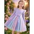 thumbnail image 2 of Lanbubble Toddler Girls Tulle Tutu Dress Long Sleeve Sequin Party Dress Fall Winter Clothes 2-6Y, 2 of 9