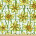 thumbnail image 2 of Ambesonne Floral Fabric by the Yard Upholstery, Daffodil Bouquets Blossoms, 2 Yards, Yellow Apricot and Green, 2 of 5