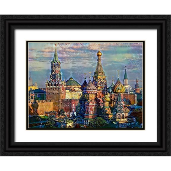 Gavidia, Pedro 14x11 Black Ornate Wood Framed with Double Matting Museum Art Print Titled - Moscow Russia domes and peaks