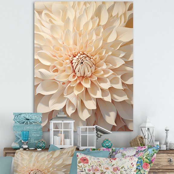 Designart "Beige Petals In Minimalist Dahlia" Dahlia Canvas Art Print