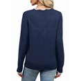 thumbnail image 4 of Women'S Sweaters Casual V-Neck Long Sleeve Sweaters Loose Solid Fall Tops Pullover Sweater Navy Blue M, 4 of 7