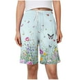 thumbnail image 2 of Mqqzkk Women's Fashion Shorts Flower Printed Casual Home Shorts With Elastic Waistband Drawstring And Side Pockets For Casual Wear, 2 of 6