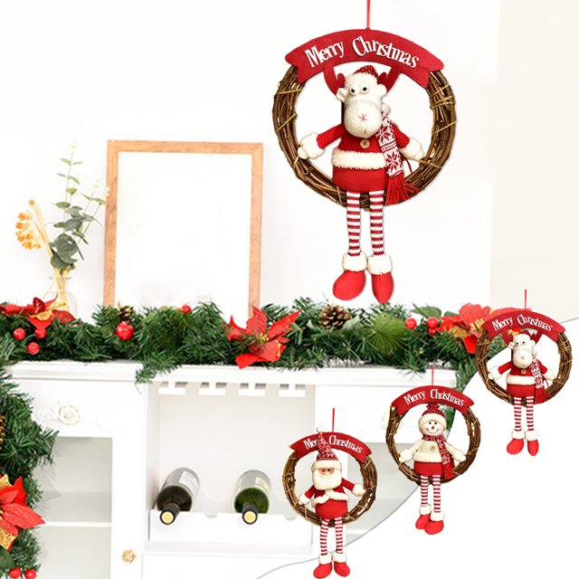 Ganfancp Corona de Navidad Decoración de Navidad Escena Colocación Corona de La Puerta Roja Colgante Vestir Inicio Holiday Window Props Conforme Al Tema de La Navidad Ofertas Del Día Liquidación 1X C